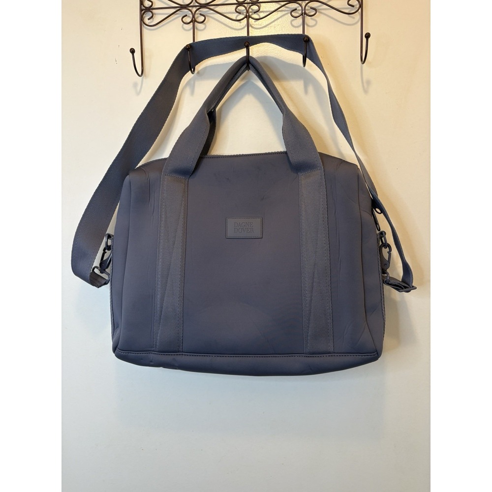Dagne Dover Weston Laptop Bag Large Gray Neoprene Briefcase Crossbody